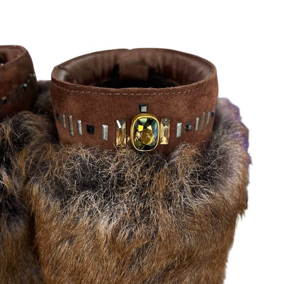 UGG VILET Women's SUEDE & SHEEPSKIN CUFF Boots Brown CRYSTAL DETAILS Brown 7 - Picture 6 of 9